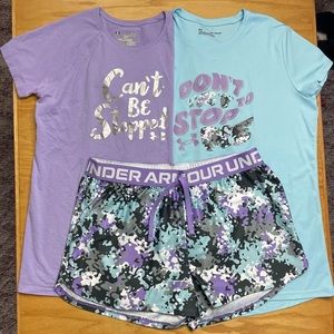 Girls XL Under Armour Outfit shorts tops